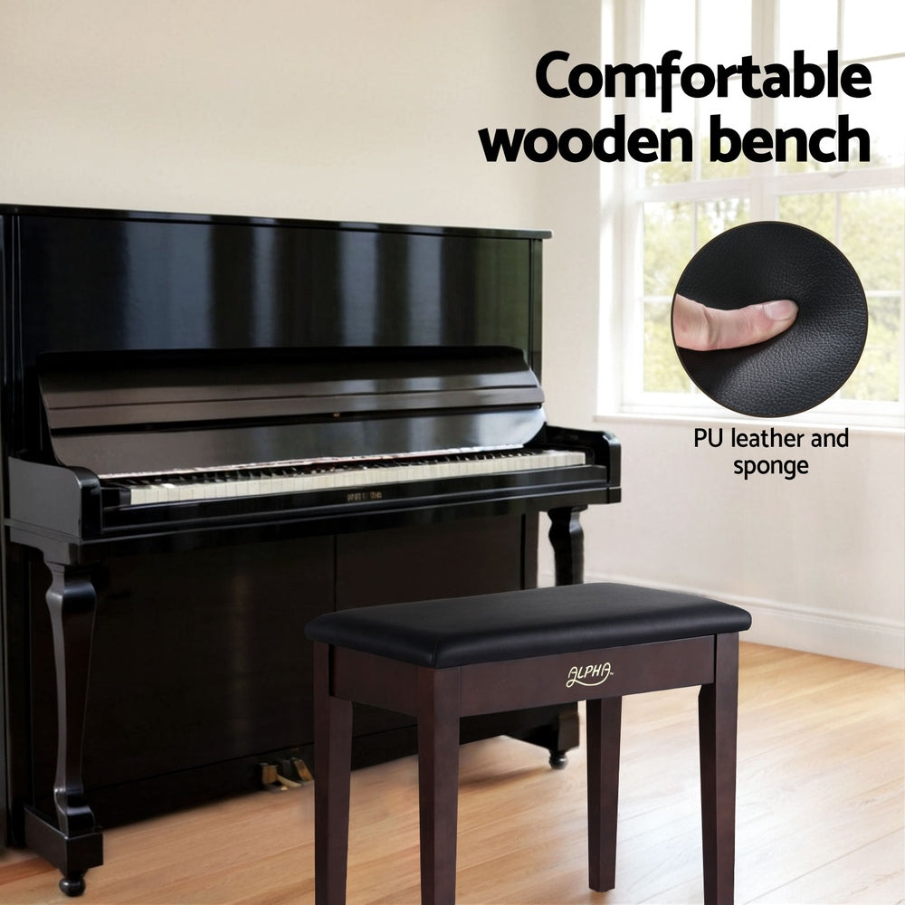 Piano Bench Stool with Storage Wooden PU Leather