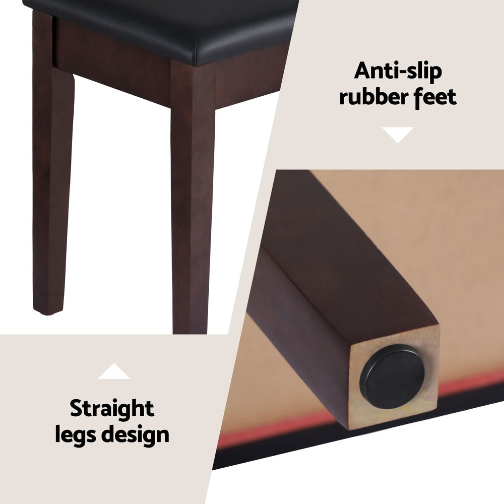 Piano Bench Stool with Storage Wooden PU Leather