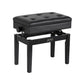 Adjustable Piano Bench Wooden Keyboard Seat Padded Music Chair Black