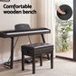 Adjustable Piano Bench Wooden Keyboard Seat Padded Music Chair Black