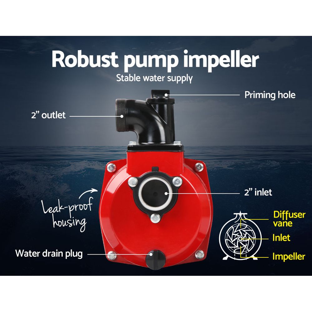 2inch High Flow Water Pump 210cc - Black & Red