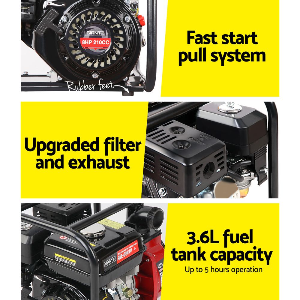 2inch High Flow Water Pump 210cc - Black & Red