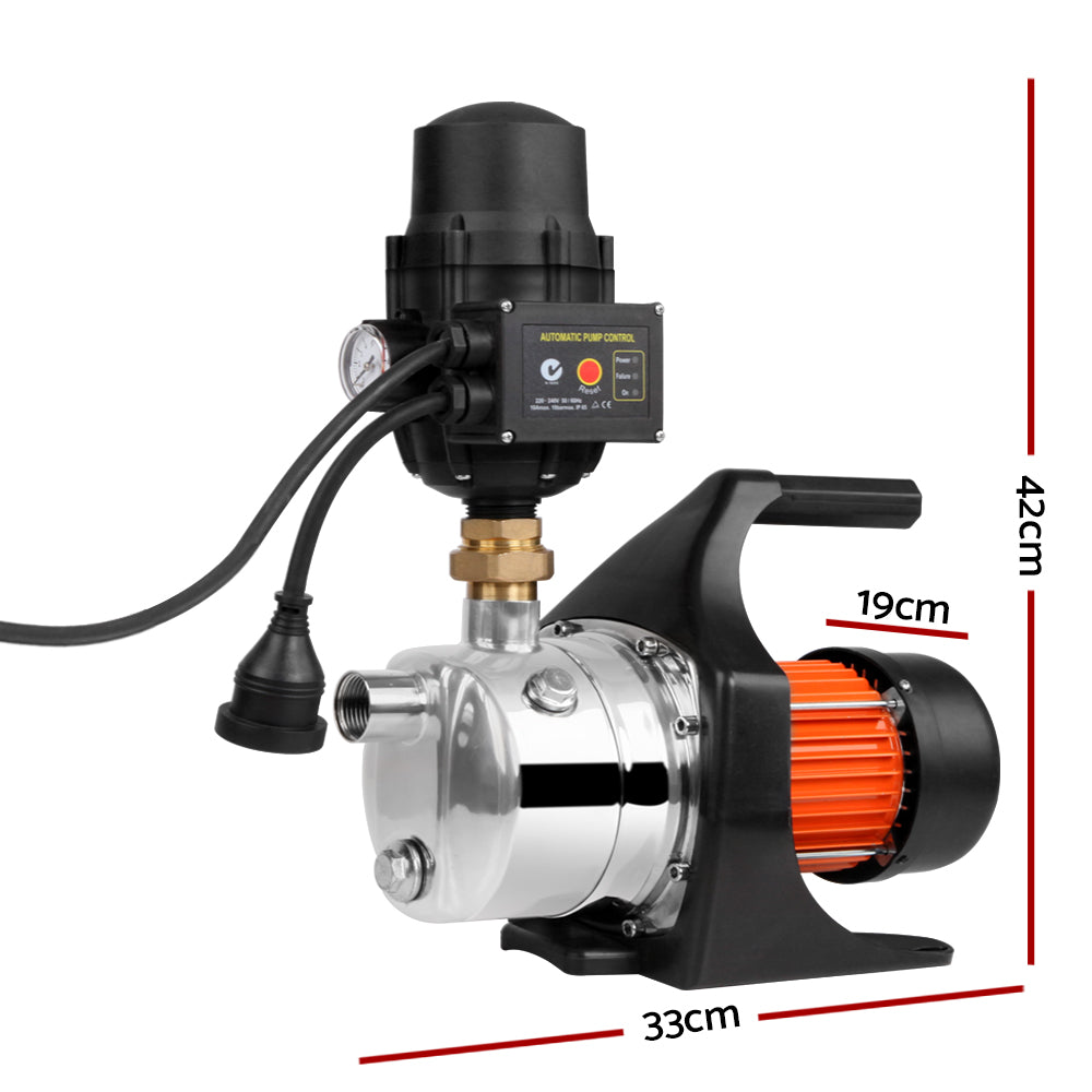Garden Water Pump 1500W High Pressure Tank Rain Farm Irrigation - Black