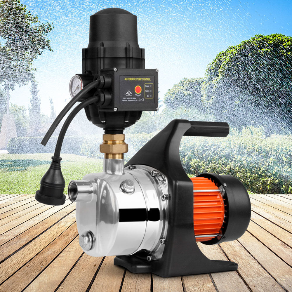 Garden Water Pump 1500W High Pressure Tank Rain Farm Irrigation - Black