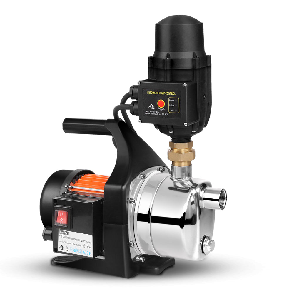Garden Water Pump 1500W High Pressure Tank Rain Farm Irrigation - Black