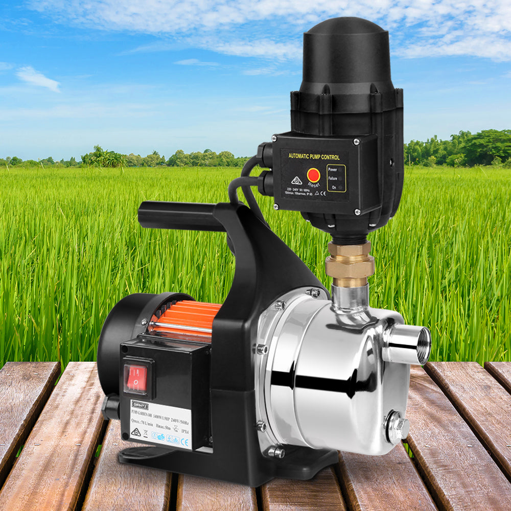 Garden Water Pump 1500W High Pressure Tank Rain Farm Irrigation - Black