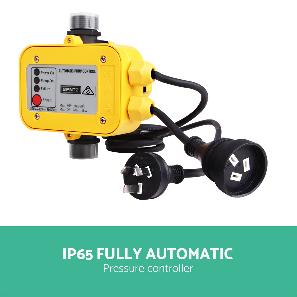 1500W High Pressure Garden Water Pump with Auto Controller - Yellow