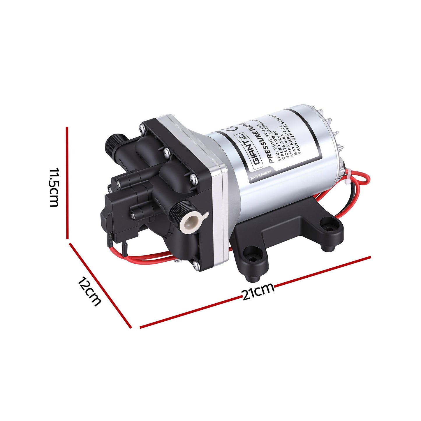 12V Water Pump High Pressure Fast Self Priming 11.3L with Auto Switch for RV Caravan Boat