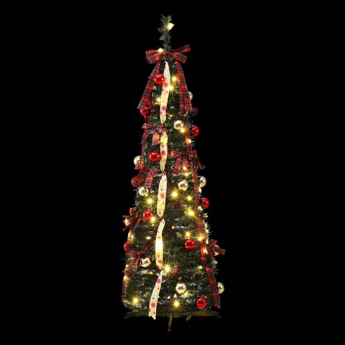 5ft 160cm Pop Up Christmas Tree Pre Decorated Artificial Christmas Tree