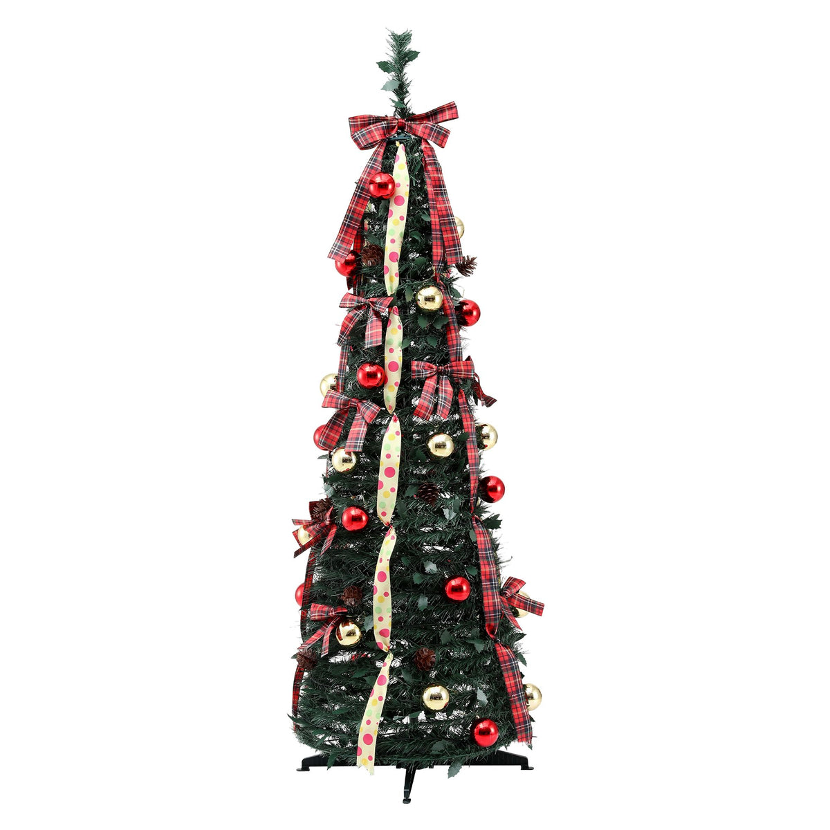 5ft 160cm Pop Up Christmas Tree Pre Decorated Artificial Christmas Tree