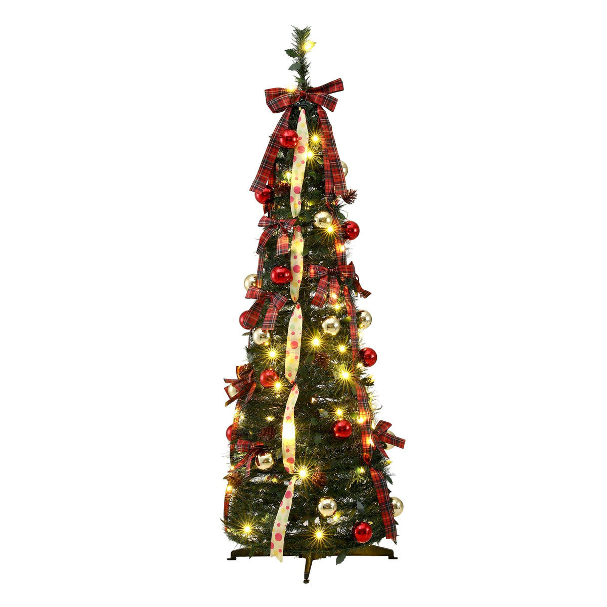 5ft 160cm Pop Up Christmas Tree Pre Decorated Artificial Christmas Tree