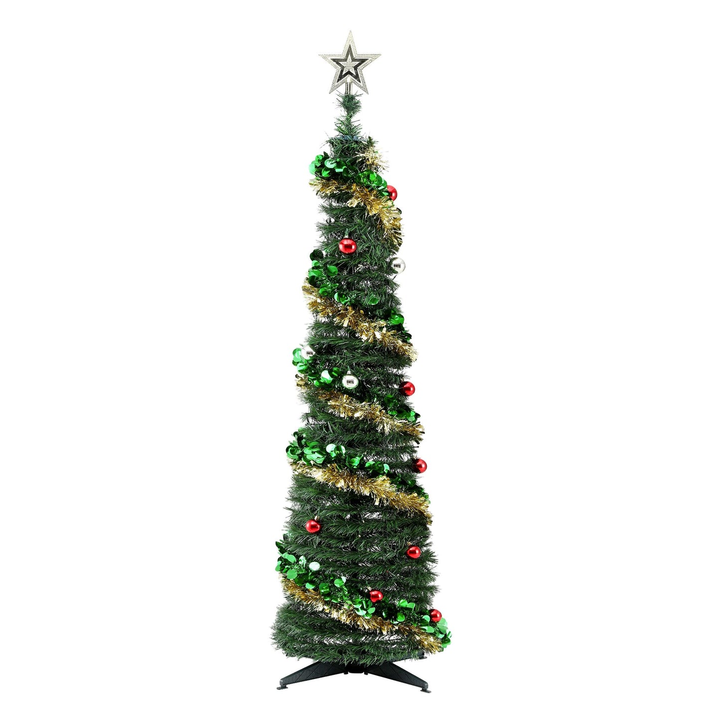 5ft 160cm Pop Up Christmas Tree Pre Decorated Warm White LED