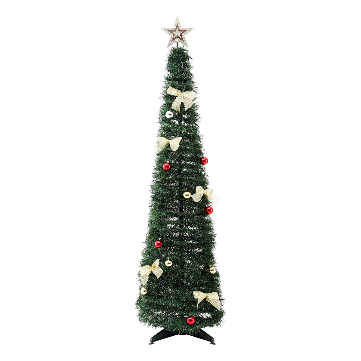 5ft 155cm Pop Up Christmas Tree Pre Decorated Multicolour LED