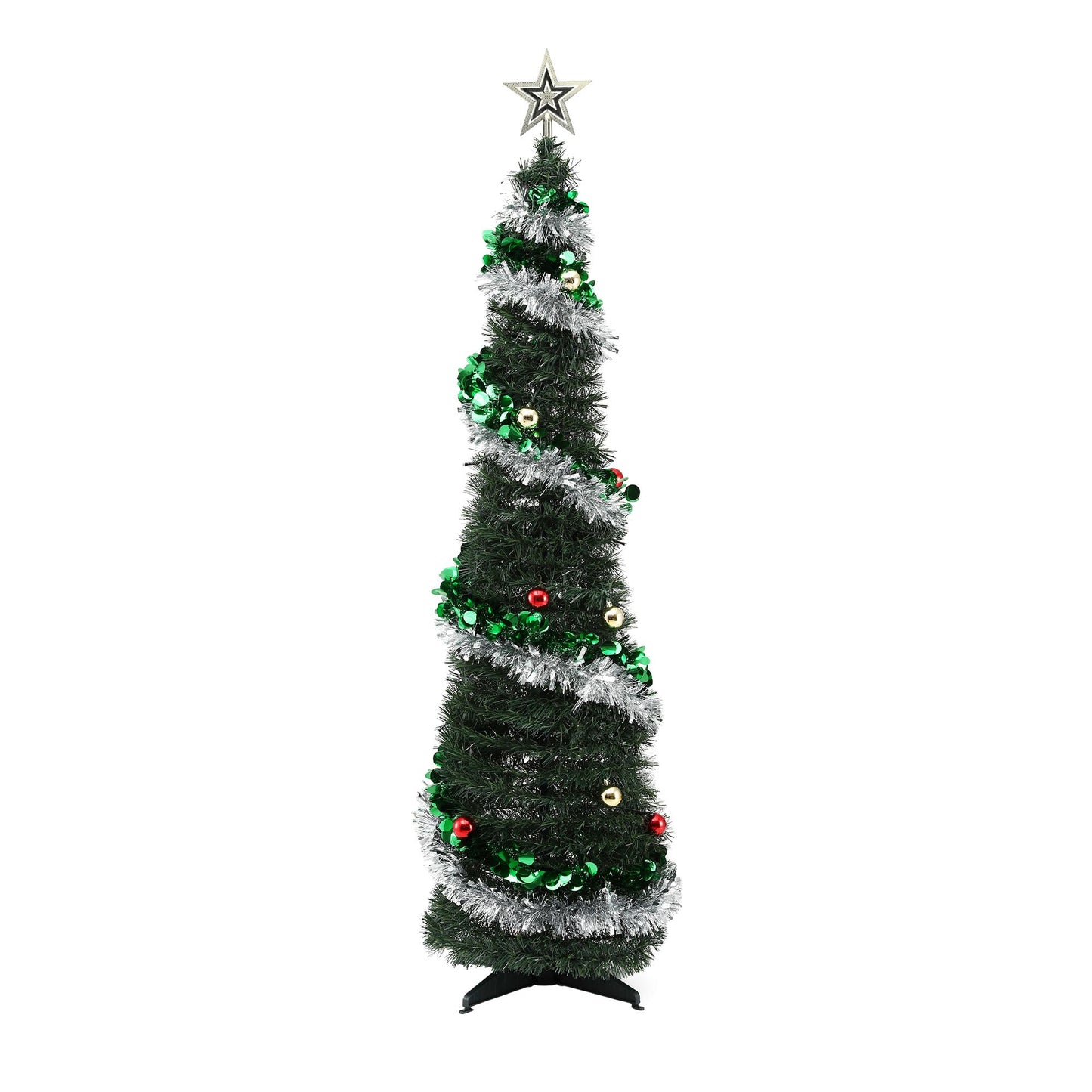 5ft 155cm Pop Up Christmas Tree Pre Decorated Warm White LED
