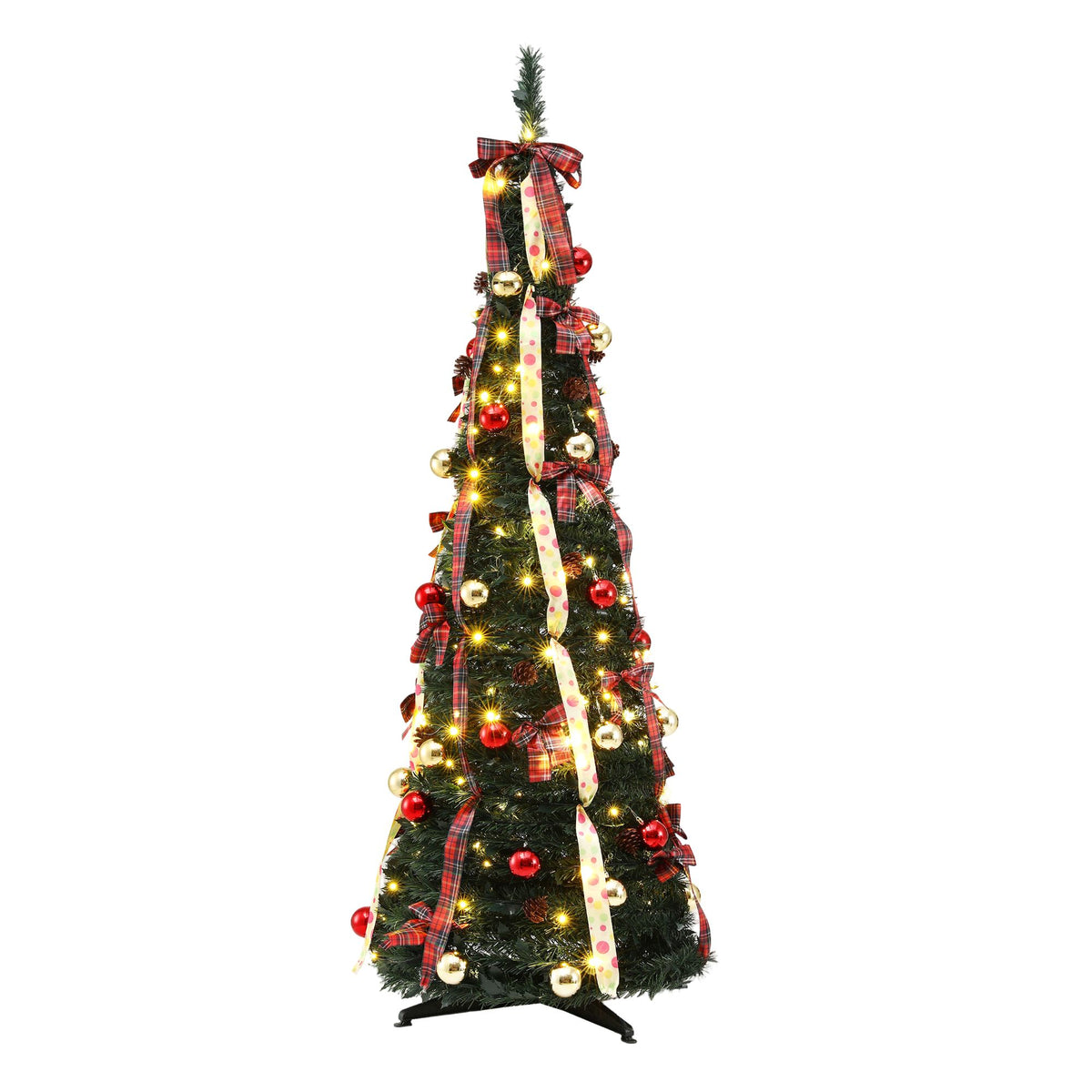 6.5ft 197cm Pop Up Christmas Tree Pre Decorated Artificial Christmas Tree