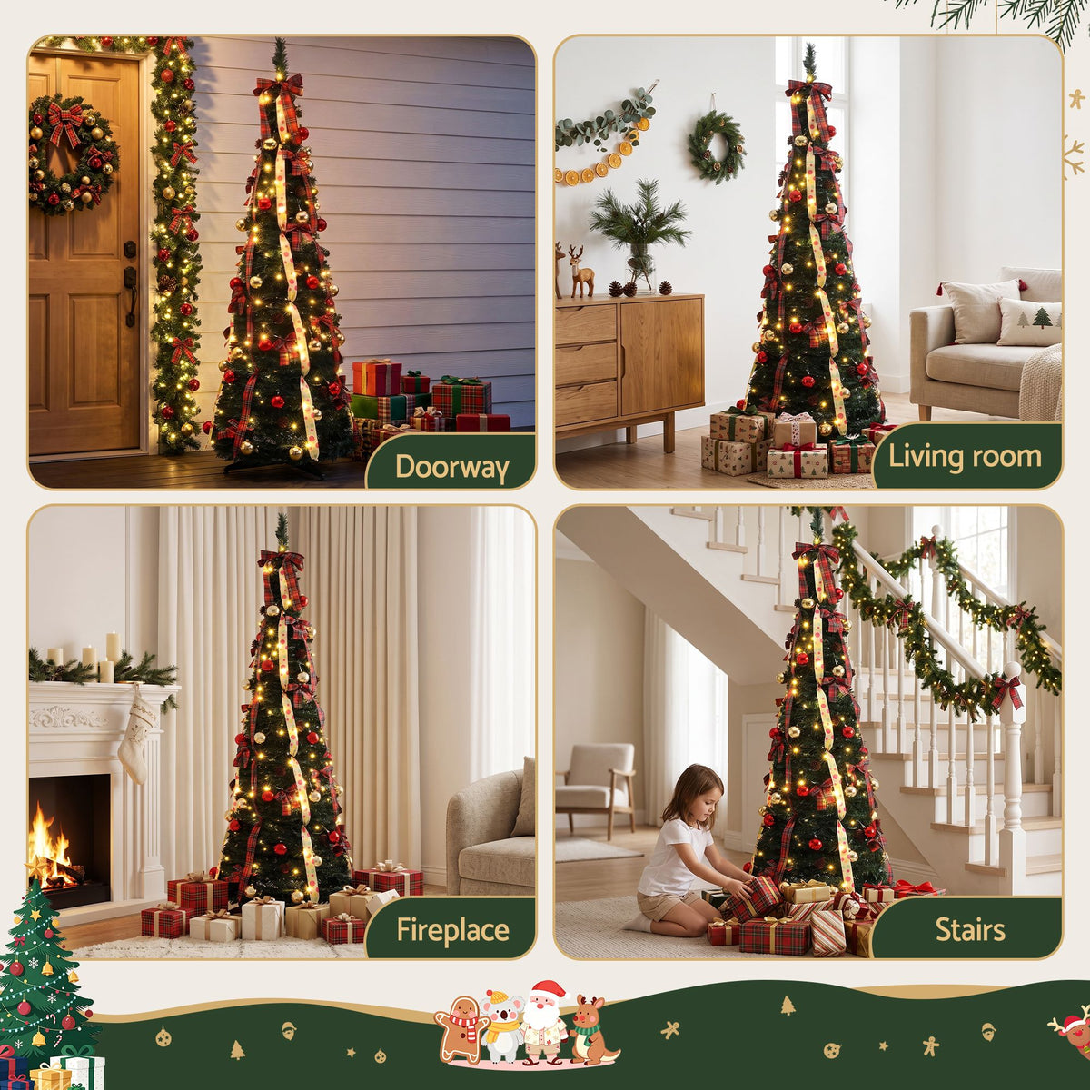 6.5ft 197cm Pop Up Christmas Tree Pre Decorated Artificial Christmas Tree