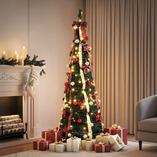 6.5ft 197cm Pop Up Christmas Tree Pre Decorated Artificial Christmas Tree