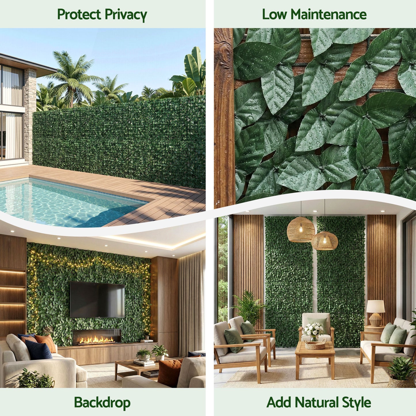 Artificial Ivy Privacy Fence Screen Greenery Backdrop Panel for Balcony Patio Garden