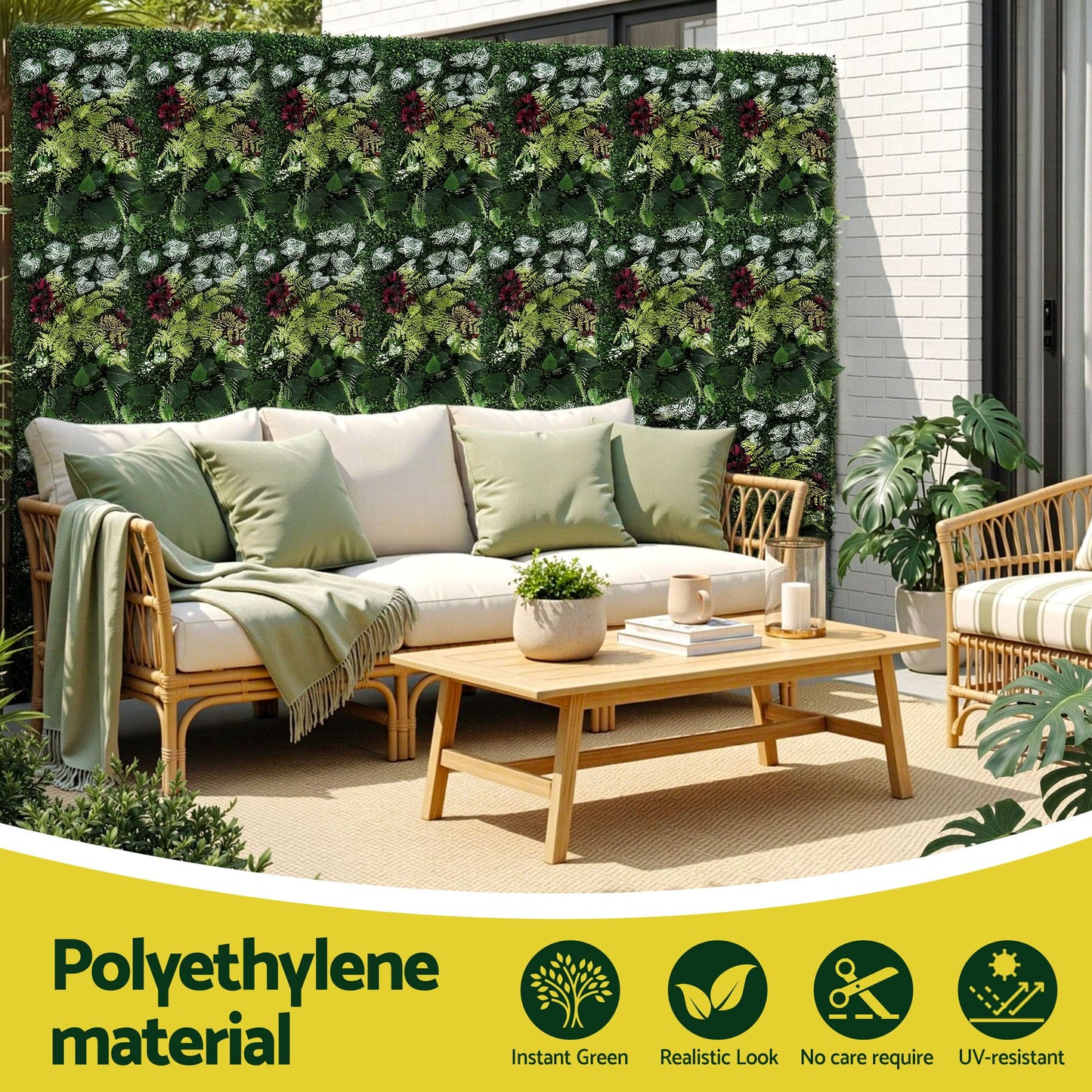 Set of 4 Artificial Plant Wall Panels 40X60CM Boxwood Panel Flower Backdrop Backyard Green Decor