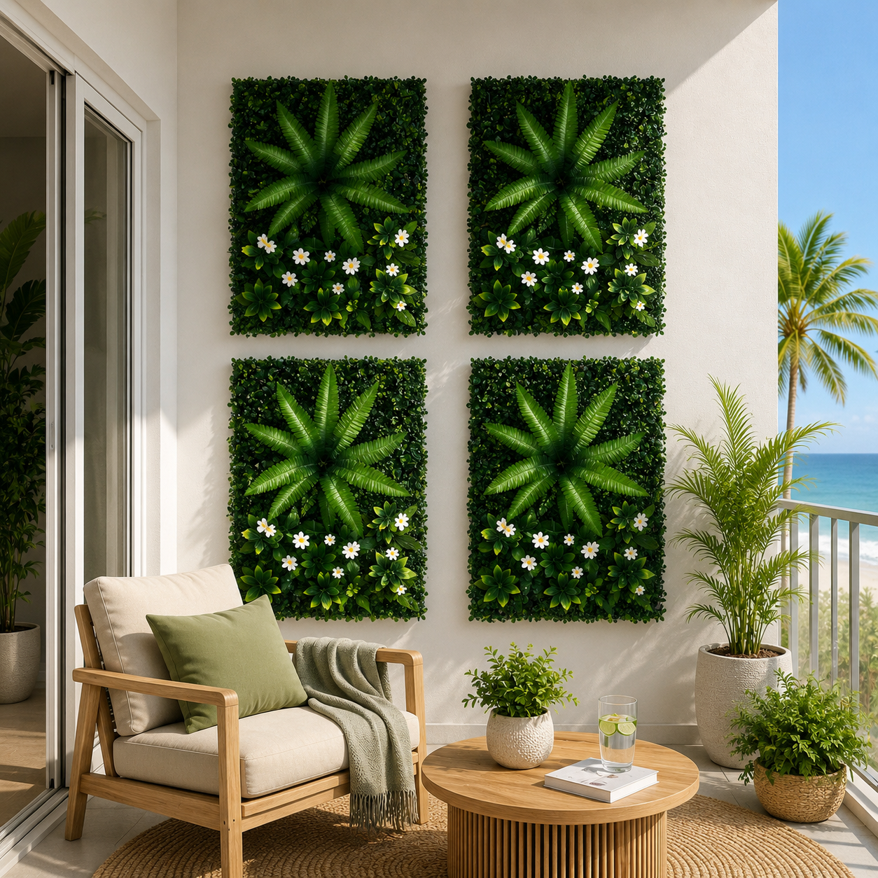 Set of 4 Artificial Plant Wall Panels 40X60CM Boxwood Panel Leaf Backdrop Backyard Green Decor