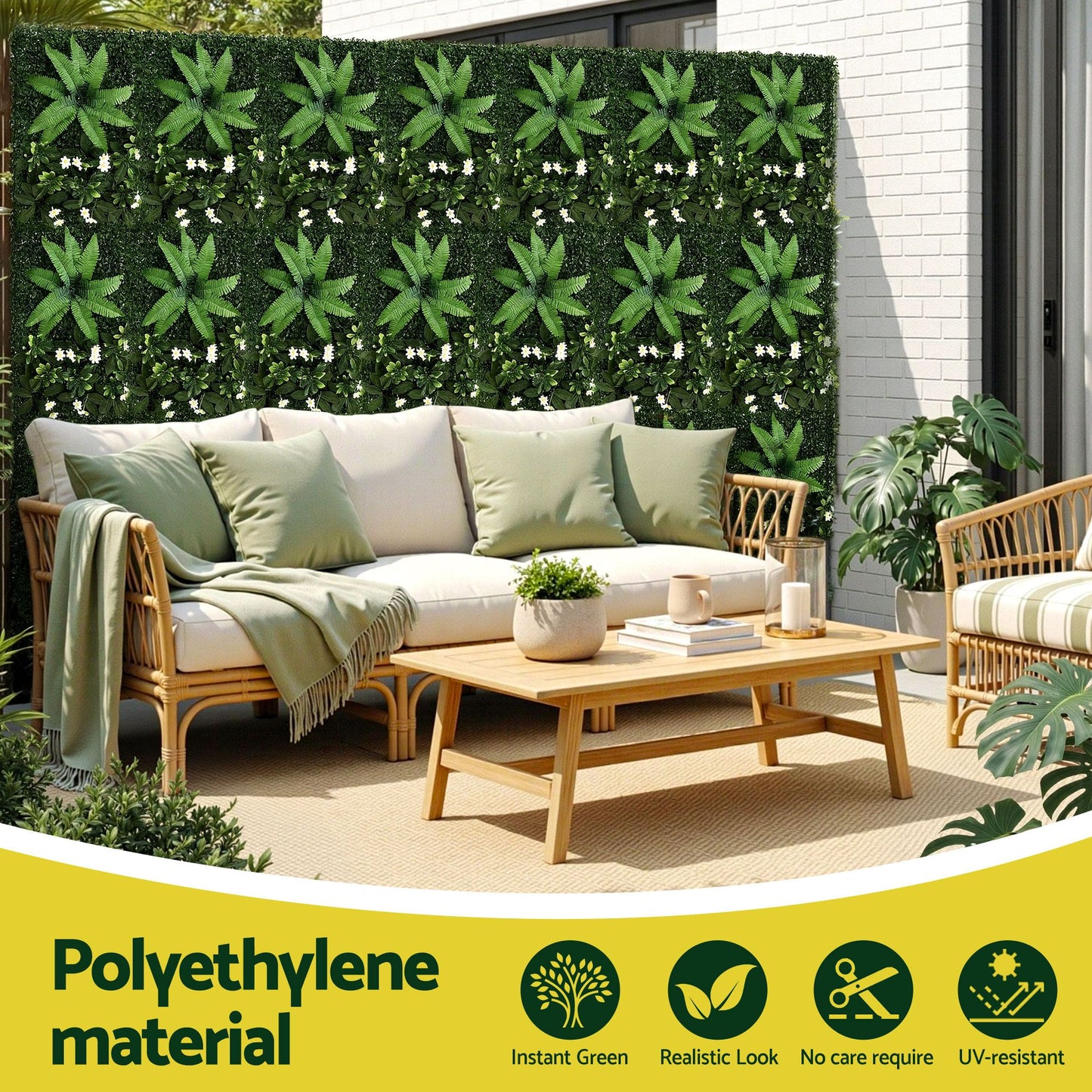 Set of 4 Artificial Plant Wall Panels 40X60CM Boxwood Panel Leaf Backdrop Backyard Green Decor