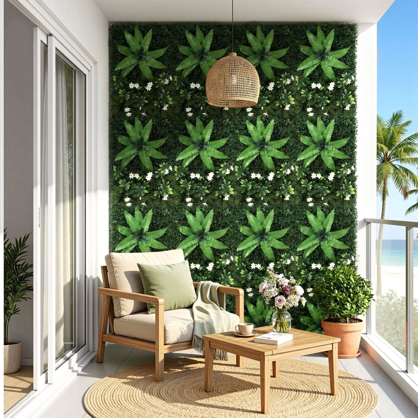 Set of 4 Artificial Plant Wall Panels 40X60CM Boxwood Panel Leaf Backdrop Backyard Green Decor