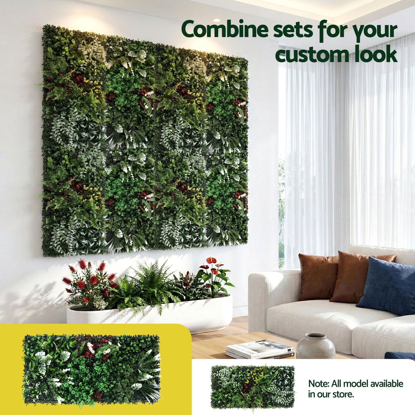 Artificial Plant Wall Panels 50X100CM Boxwood Panel Hedge Grass Backdrop Green Decor Backyard