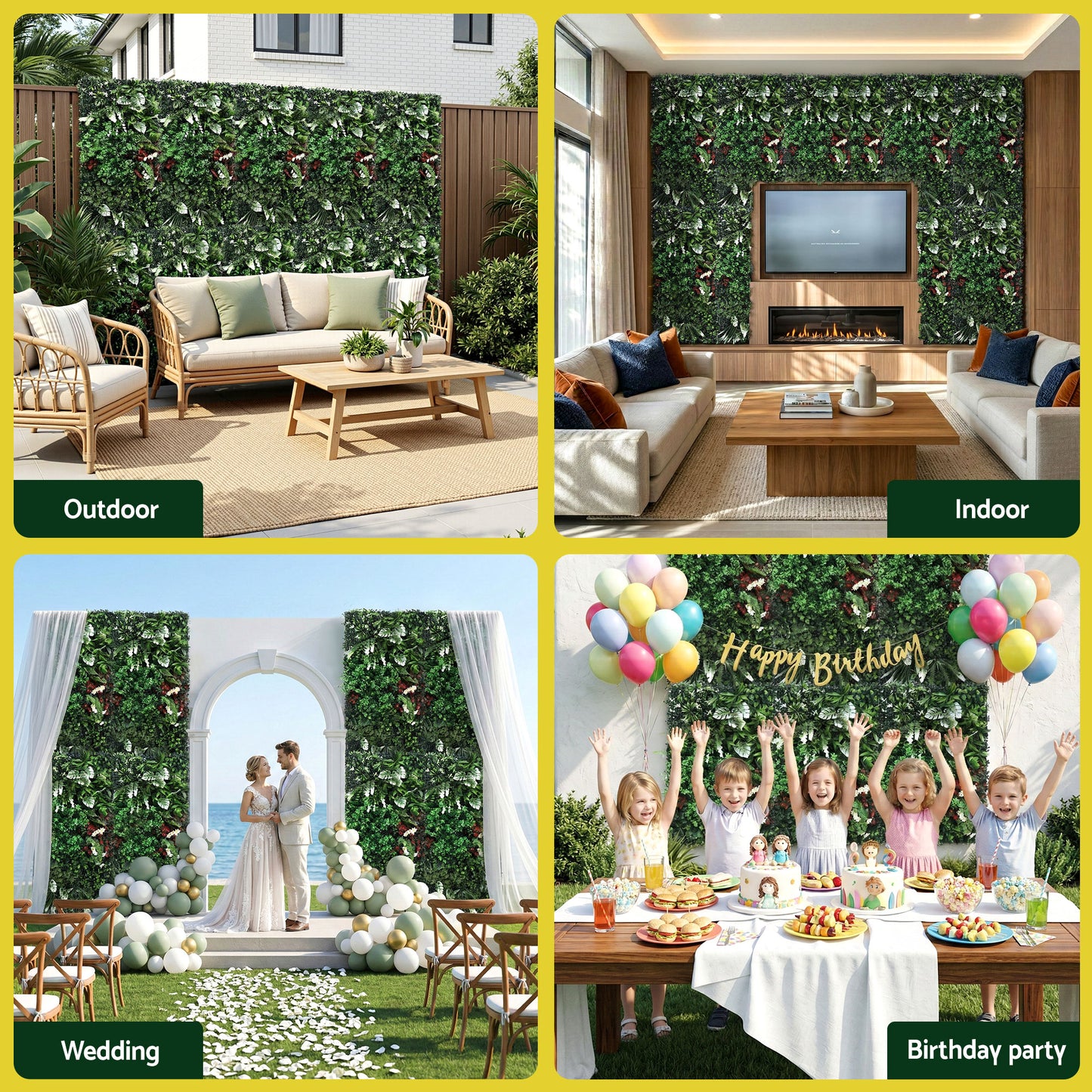 Artificial Plant Wall Panels 50X100CM Boxwood Panel Hedge Grass Backdrop Green Decor Backyard