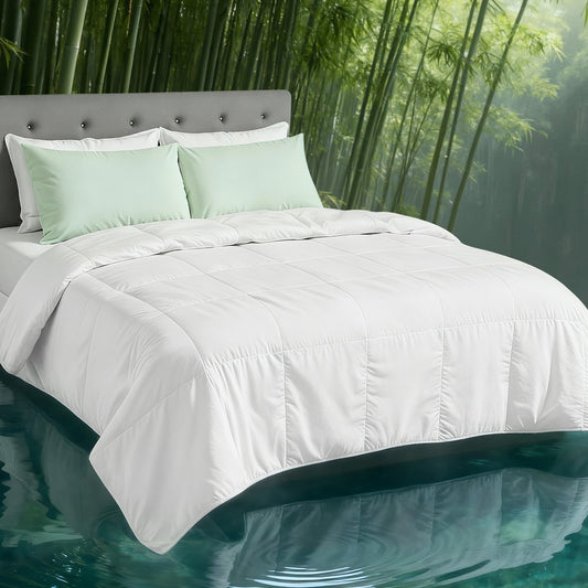 King Giselle Bedding 200GSM Bamboo Quilt Summer Quilts All Season Doona Duvet Lightweight