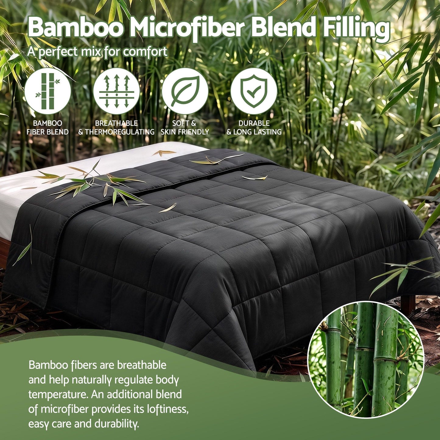 King Giselle 200GSM Bamboo Microfibre Quilt Lightweight All Season Doona Duvet
