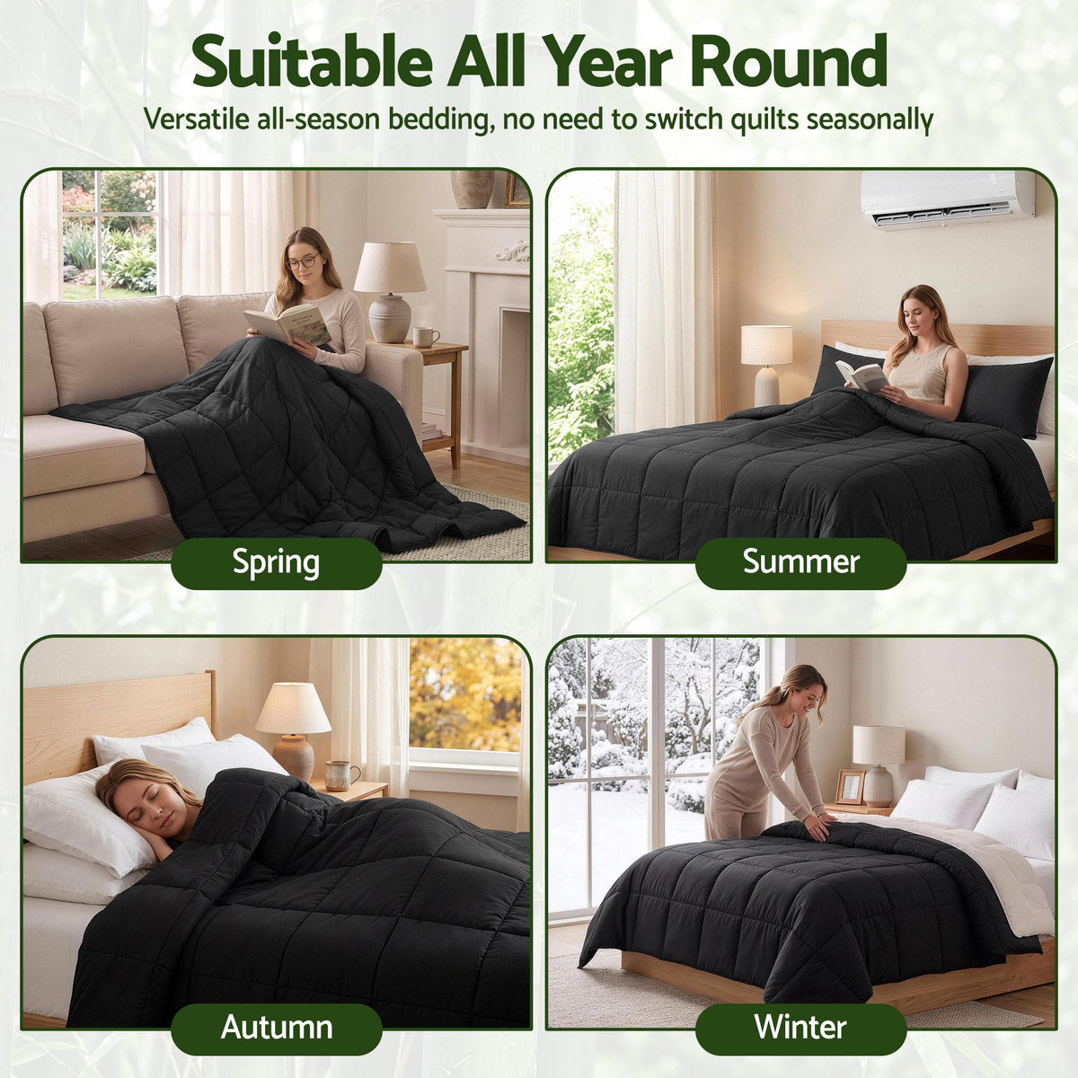 Queen Giselle 200GSM Bamboo Microfibre Quilt Lightweight All Season Doona Duvet