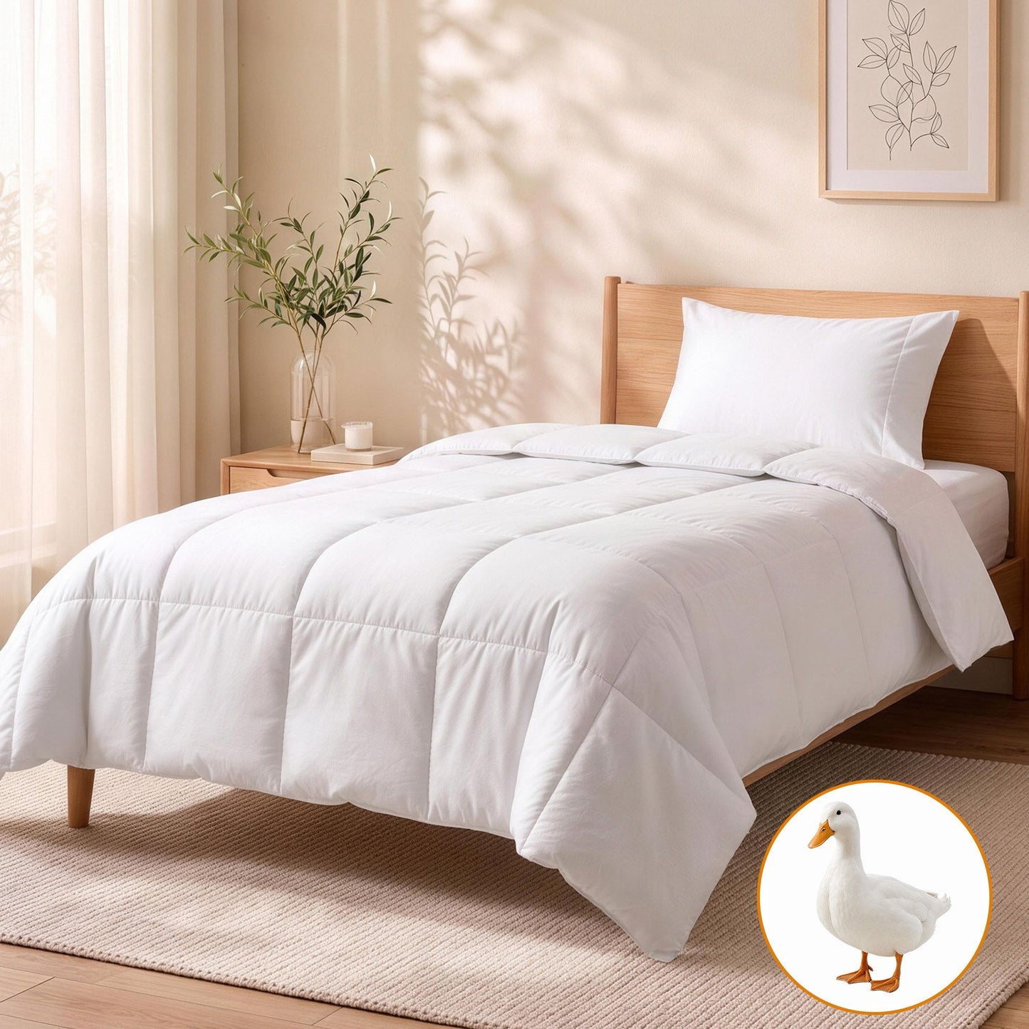 Single Giselle Bedding Quilt 200GSM Summer Duck Down Feather Doona