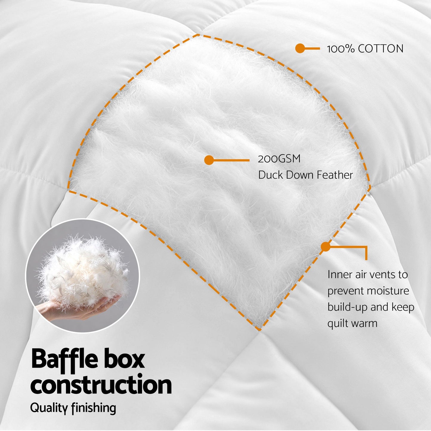Single Giselle Bedding Quilt 200GSM Summer Duck Down Feather Doona