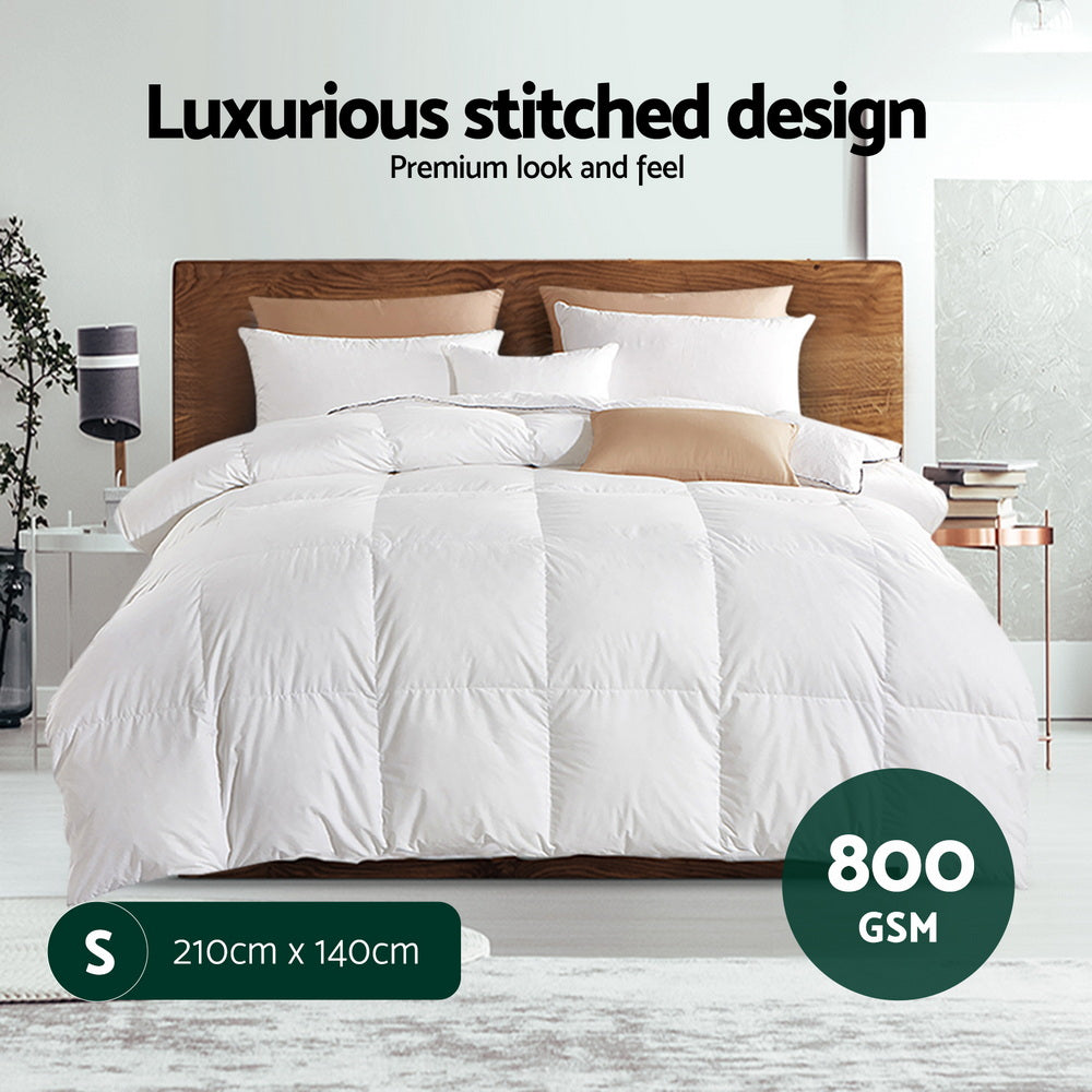 Single Giselle Bedding 800GSM Goose Down Feather Quilt Winter Blanket Duvet Comforter