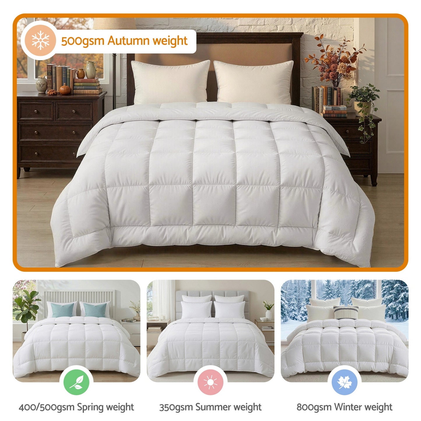 Double Giselle Bedding Wool Quilt 500GSM Thick Winter Doona Baffle Box Construction 100% Wool Filling