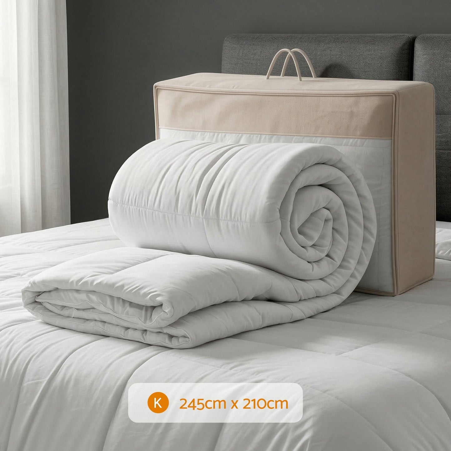 King Giselle Bedding Wool Quilt 500GSM Thick Winter Doona Baffle Box Construction 100% Wool Filling