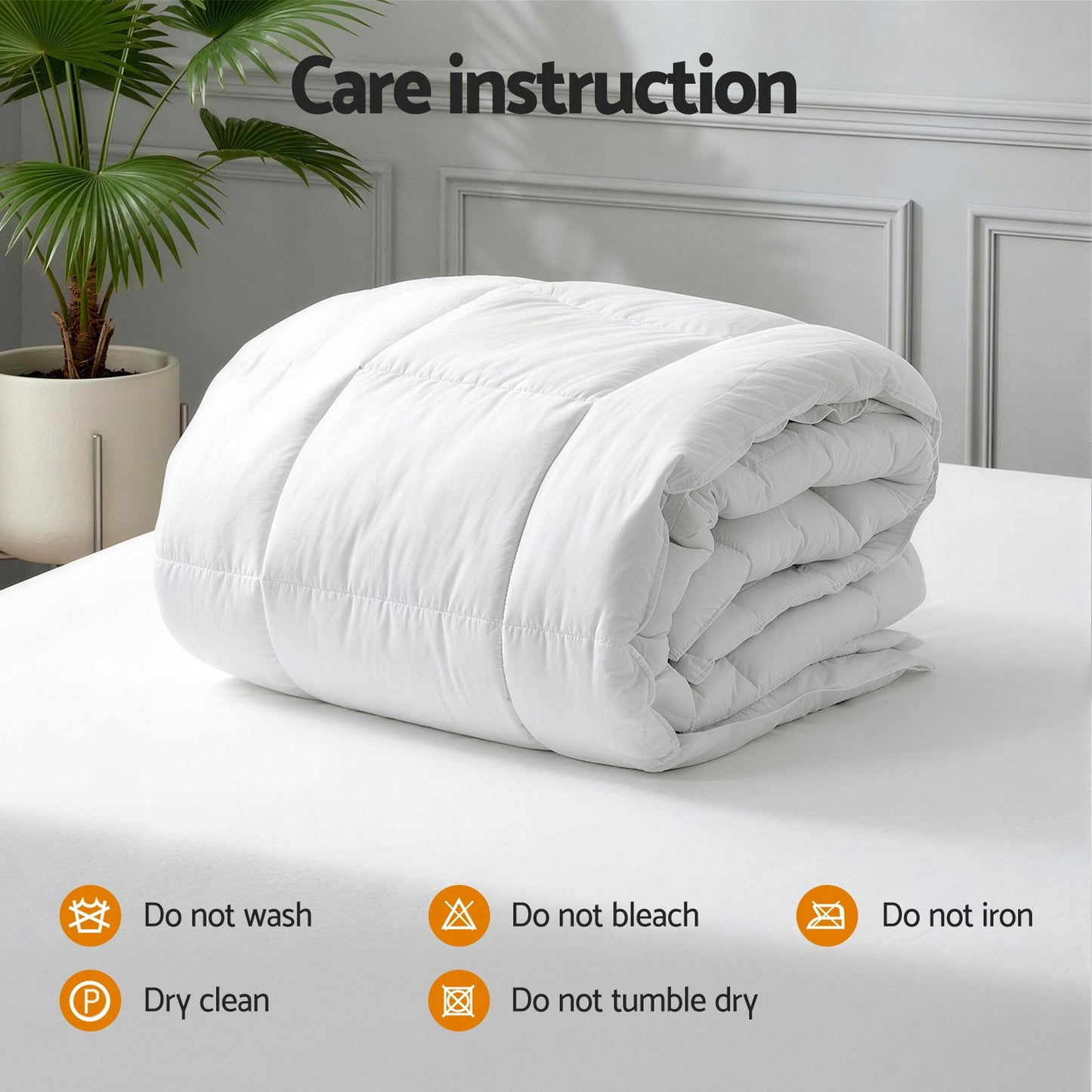 Queen Giselle Bedding Wool Quilt 500GSM Thick Winter Doona Baffle Box Construction 100% Wool Filling