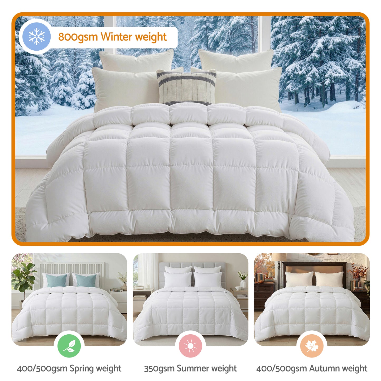 King Giselle Bedding Wool Quilt 800GSM Extra Thick Winter Doona Baffle Box Construction 100% Wool Filling