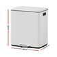 40L Pedal Bins Rubbish Bin Dual Compartment Waste Recycle Dustbins - White