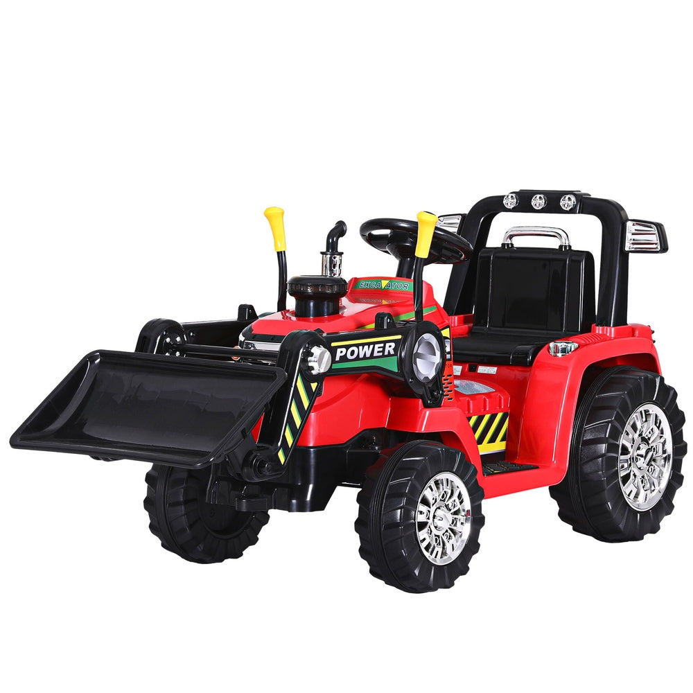 Kids Electric Ride On Car Bulldozer Digger Loader Remote 6V - Red