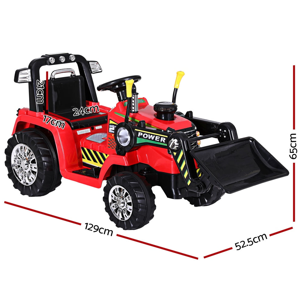 Kids Electric Ride On Car Bulldozer Digger Loader Remote 6V - Red