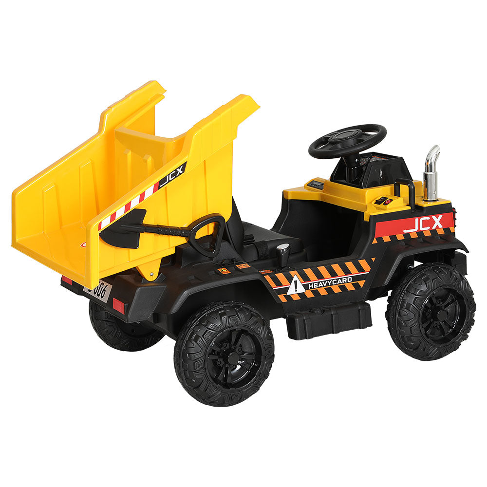 Kids Ride On Car Dumptruck 12V Electric Bulldozer Toys Cars Battery - Yellow