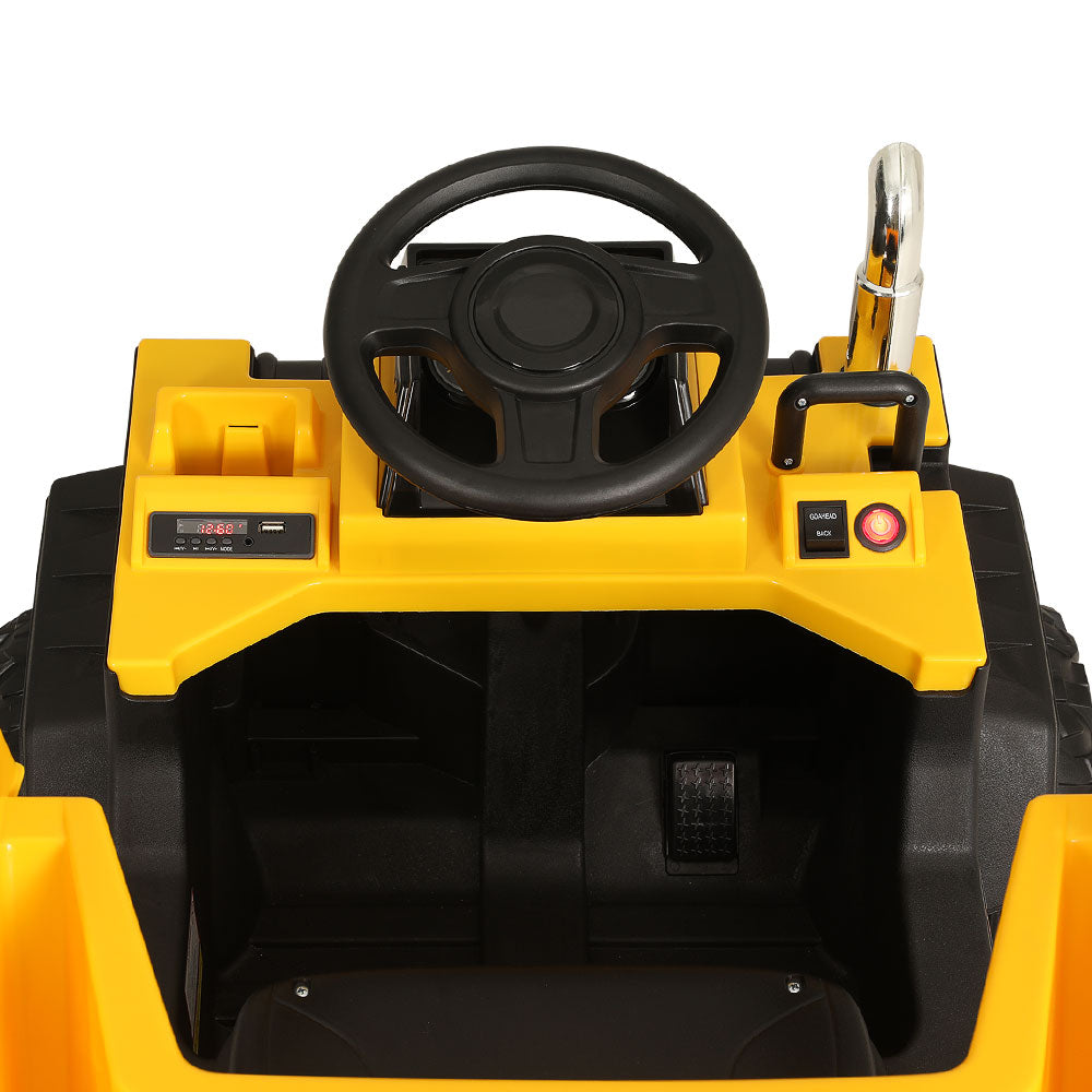 Kids Ride On Car Dumptruck 12V Electric Bulldozer Toys Cars Battery - Yellow
