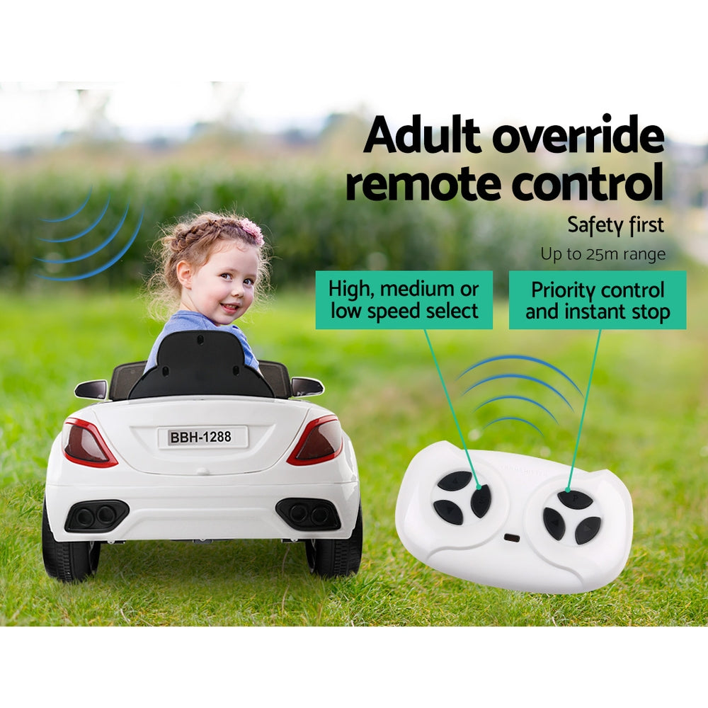 Kids Electric Ride On Car Cars Music Headlight Remote Control 12V - White