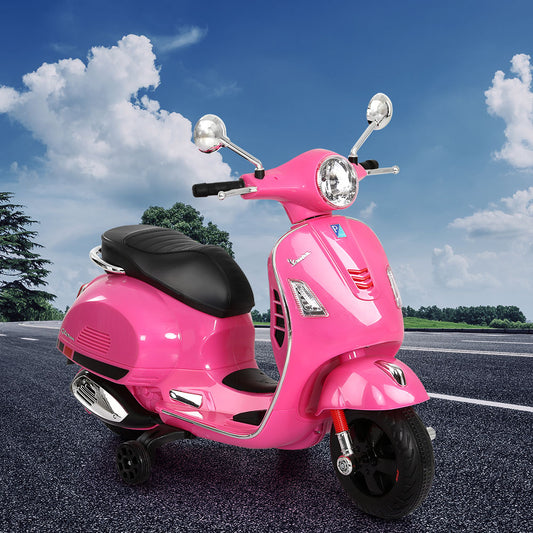 Kids Ride On Car Motorcycle Motorbike VESPA Licensed Scooter Electric Toys - Pink