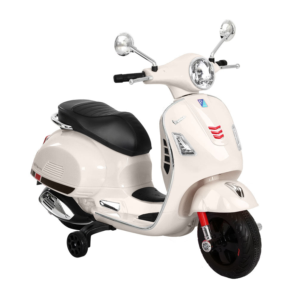 Kids Ride On Car Motorcycle Motorbike VESPA Licensed Scooter Electric Toys - White