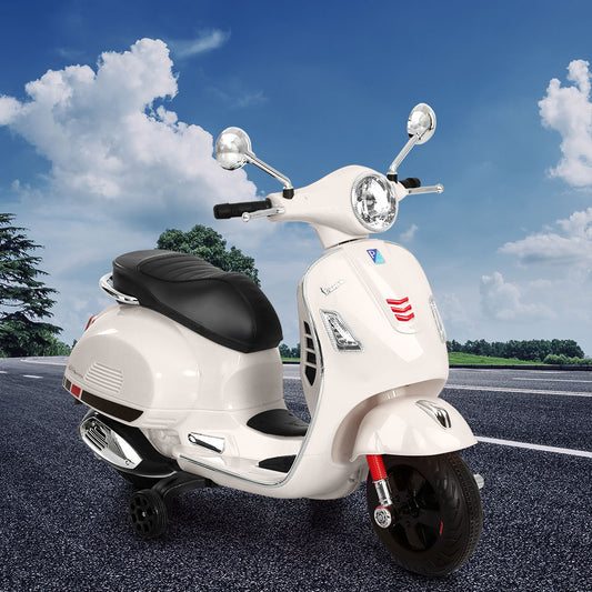 Kids Ride On Car Motorcycle Motorbike VESPA Licensed Scooter Electric Toys - White