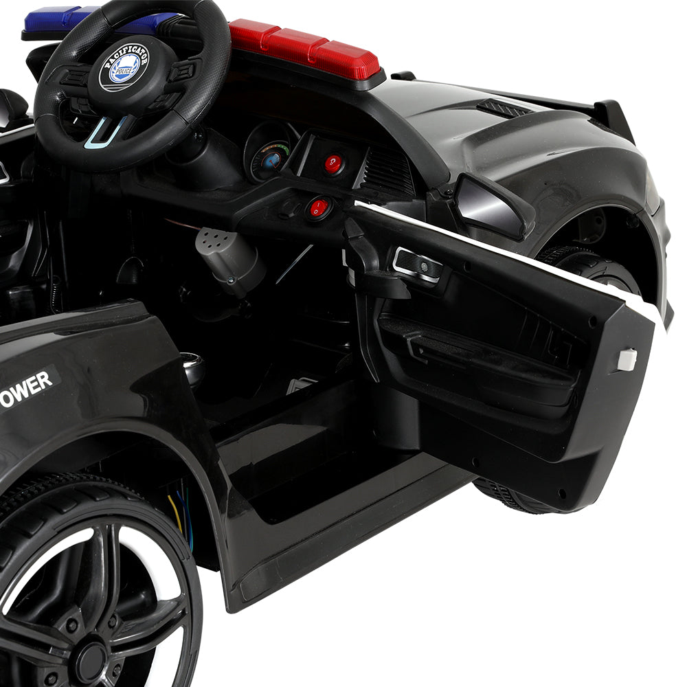 Kids Ride On Car Electric Patrol Police Cars Battery Powered Toys 12V - Black