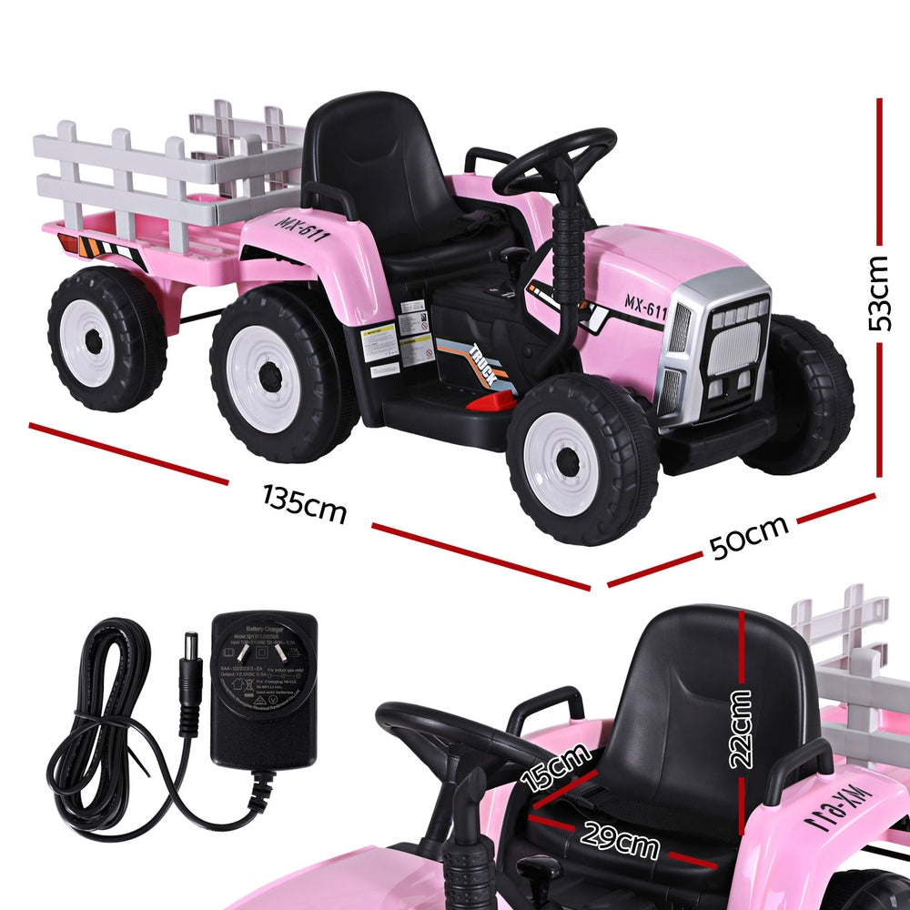 Kids Electric Ride On Car Tractor Toy Cars 12V - Pink