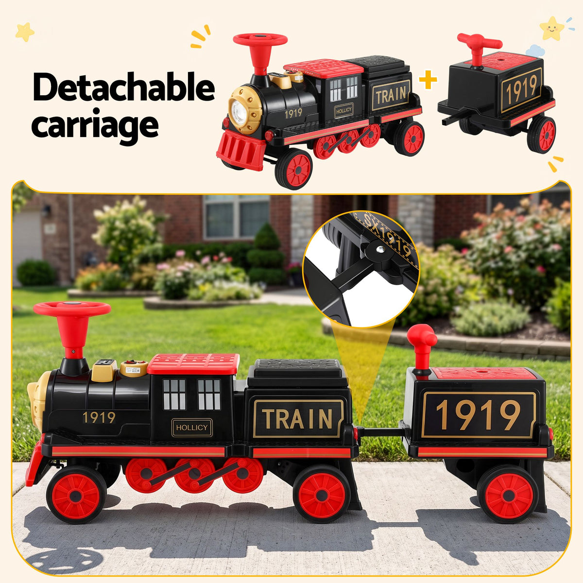 Kids Ride on Car Train 12V Electric Toy 2 Seater 136cm
